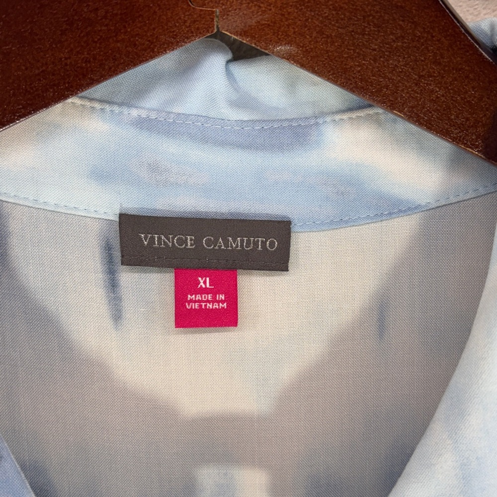 NWT Vince Camuto Blue Tie Dye Sleeveless Button Up Tie Front Jumpsuit Size XL - Picture 2 of 12